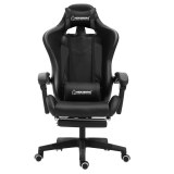 Herzberg Silla ergonómica para juegos estilo racing Negro