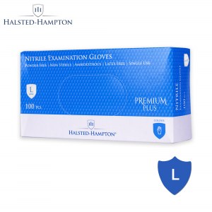 Halsted-Hampton Guantes de examen de nitrilo Premium Plus - 10 cajas(1000 piezas) L