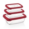 Herzberg Juego de cajas Bio Saver de 3 piezas Rojo