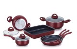 Herzberg HG-9016BR: Juego de utensilios de cocina con revestimiento de mármol de 10 pie...