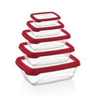 Herzberg Juego de cajas Bio Saver de 5 piezas Rojo