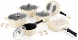 Royalty Line Juego de utensilios de cocina con revestimiento de mármol de 15 piezas-Crema