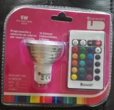 Lote de Bombillas Dicroicas LED GU10, RGBW de 5W con mando a distancia