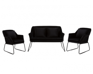 Lote 1 Sofá y 2 Sillones Velvet Negro - Thinia Home