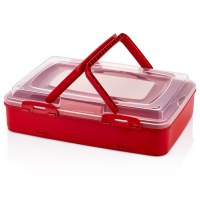 Herzberg HG-L719: Caja de un solo nivel para llevar pasteles para llevar Rojo