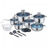 Royalty Line RL-1801B: Batería de Cocina de Acero Inoxidable de 18 Piezas con Tapa de...