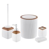 Herzberg HG-OKY5013: Juego de baño de 5 piezas - Acento de madera Blanco